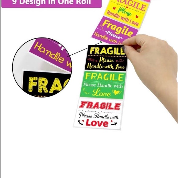20 2x3 Fragile Stickers Colorful Shipping Labels - Picture 3 of 3